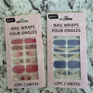 Geometric Nail Wraps Set - Pink and Blue